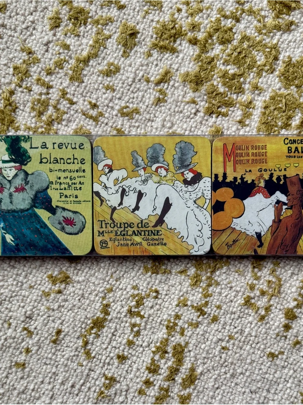 Vintage Poster PARIS French Toulouse Lautrec Coaster Set of 6 x 2